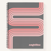 Blush roze mod striped Patroon Aangepaste naam Notitieboek (Voorkant)