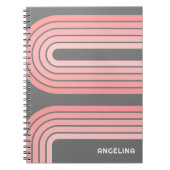 Blush roze mod striped Patroon Aangepaste naam Notitieboek (Voorkant)