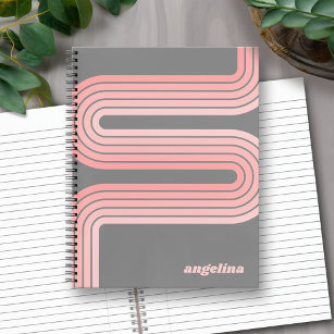 Blush roze mod striped Patroon Aangepaste naam Notitieboek