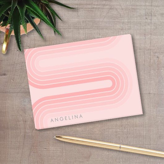 Blush roze mod striped Patroon Aangepaste naam Post-it® Notes
