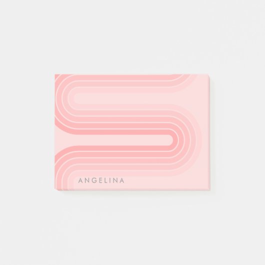 Blush roze mod striped Patroon Aangepaste naam Post-it® Notes (Voorkant)