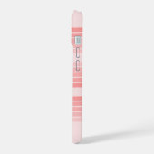 Blush Roze modderretro Striped Pattern Custom Name iPhone 15 Case (Linkerkant)