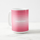 Blush Roze modderretro Striped Pattern Custom Name Koffiemok (Voorkant links)