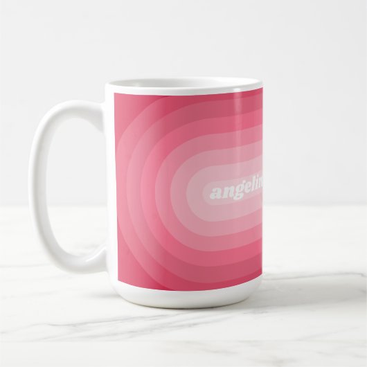 Blush Roze modderretro Striped Pattern Custom Name Koffiemok (Links)