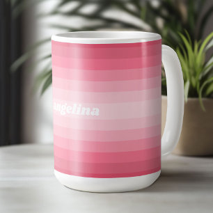 Blush Roze modderretro Striped Pattern Custom Name Koffiemok