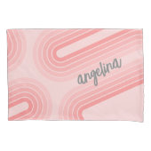 Blush Roze modderretro Striped Pattern Custom Name Kussensloop (Voorkant)