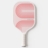 Blush Roze modderretro Striped Pattern Custom Name Pickleball Paddle (Achterkant)
