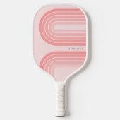 Blush Roze modderretro Striped Pattern Custom Name Pickleball Paddle (Voorkant)