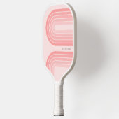 Blush Roze modderretro Striped Pattern Custom Name Pickleball Paddle (Links)