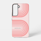 Blush Roze modderretro Striped Pattern Custom Name Samsung Galaxy Hoesje (Achterkant)