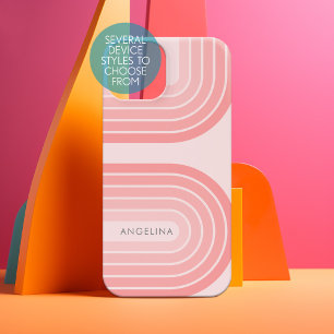 Blush Roze modderretro Striped Pattern Custom Name Samsung Galaxy S10 Hoesje