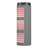 Blush Roze modderretro Striped Pattern Custom Name Thermosbeker (Achterkant)