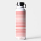 Blush Roze modderretro Striped Pattern Custom Name Waterfles (Back)