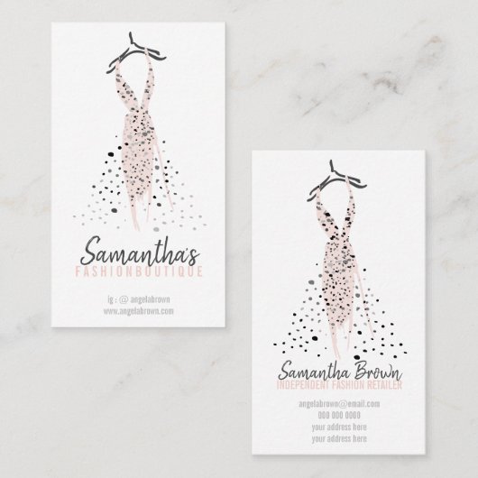 Blush roze Mode Druk op Hanger Visitekaartje (Voorkant / Achterkant)