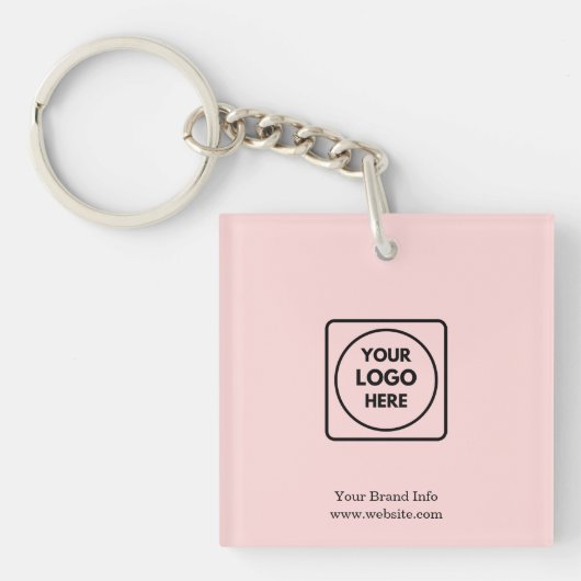 Blush Roze Modern | Aangepaste Zakelijke Logo Sleu Sleutelhanger (Voorkant)