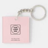 Blush Roze Modern | Aangepaste Zakelijke Logo Sleu Sleutelhanger (Achterkant)