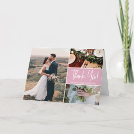 Blush Roze Modern Dank U script Weddenschap Kaart