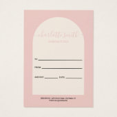 Blush roze, modern, eenvoudig Arch Cadeaucertifica Visitekaartje (Achterkant)