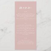 Blush roze modern eenvoudig elegant script bruilof menu (Voorkant)