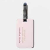 Blush roze modern elegant monogram bagagelabel (Achterkant verticaal)