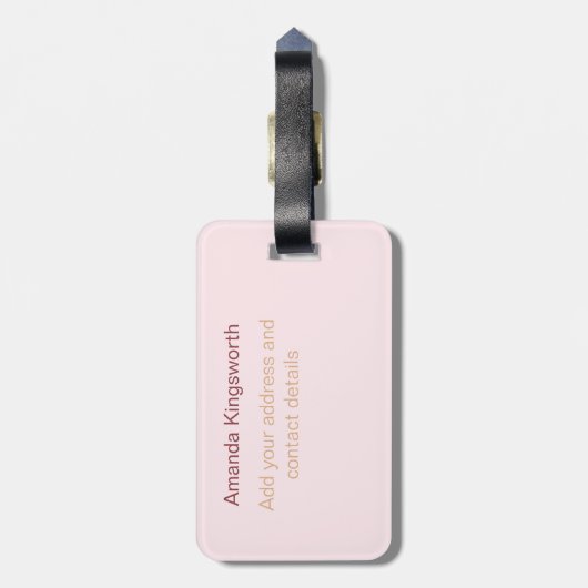 Blush roze modern elegant monogram bagagelabel (Achterkant verticaal)