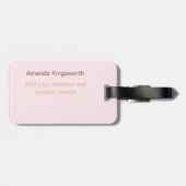 Blush roze modern elegant monogram bagagelabel (Achterkant horizontaal)