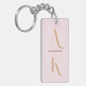 Blush roze modern elegant monogram sleutelhanger (Voorkant Links)