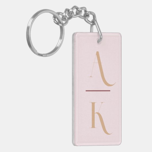 Blush roze modern elegant monogram sleutelhanger (Voorkant Links)