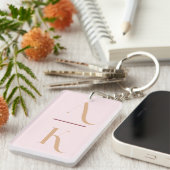 Blush roze modern elegant monogram sleutelhanger (Voorkant Rechts)