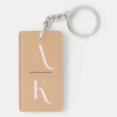 Blush roze modern elegant monogram sleutelhanger (achterkant)