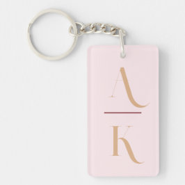 Blush roze modern elegant monogram sleutelhanger