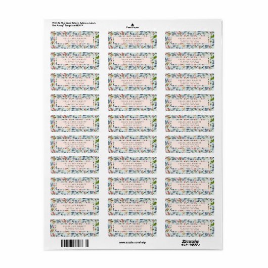 Blush Roze Modern Floral Retouradres Label (Full Sheet)