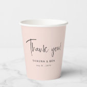 Blush Roze modern handschrift Dank u wel Papieren Bekers (Achterkant)