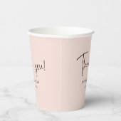 Blush Roze modern handschrift Dank u wel Papieren Bekers (Rechts)