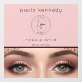 Blush Roze Modern Logo Foto Make-up Bedrijf Raamsticker (Vel)