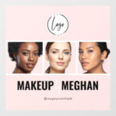Blush Roze Modern Logo Foto Make-up Studio Raamsticker (Vel)
