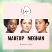 Blush Roze Modern Logo Foto Make-up Studio Raamsticker (Vel 3)