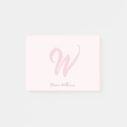 Blush Roze Modern Monogram Post-it® Notes (Voorkant)