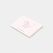 Blush Roze Modern Monogram Post-it® Notes (Schuin)