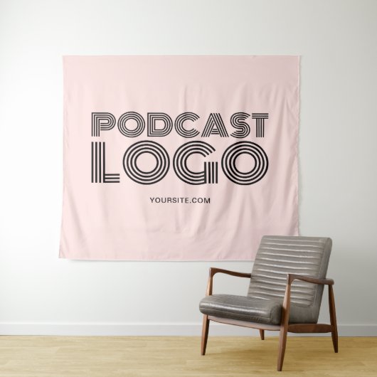 Blush Roze Modern Podcast Logo Wandkleed (In Situ (horizontaal))