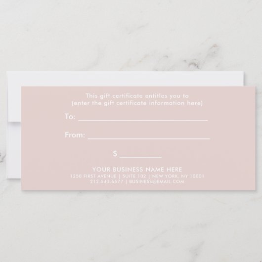 Blush Roze modern script | Cadeaubon (Achterkant)