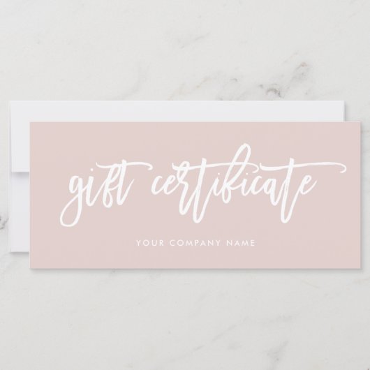 Blush Roze modern script | Cadeaubon (Voorkant)