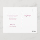 Blush roze Modern Script Custom Girl Doop Briefkaart (Achterkant)