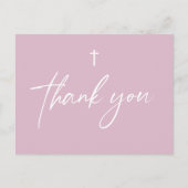 Blush roze Modern Script Custom Girl Doop Briefkaart (Voorkant)