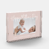 Blush roze | Modern script Happy Moederdag Fotoblokken (Links)