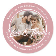 Blush Roze Modern Script Huwelijksfoto Favor