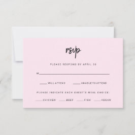 Blush Roze modern script | Keuze uit weddenschappe RSVP Kaartje
