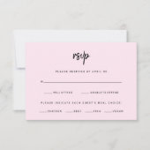 Blush Roze modern script | Keuze uit weddenschappe RSVP Kaartje (Voorkant)