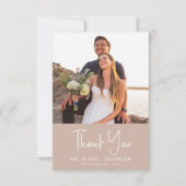 Blush Roze Modern Script Trendy Minimalistische Br Bedankkaart (Voorkant)