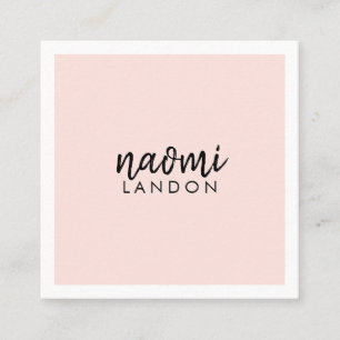 Blush roze modern vierkant minimalistisch wit eleg vierkante visitekaartje